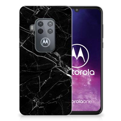 Motorola One Zoom | TPU | Siliconen hoesje | Marmer Zwart - Origineel Cadeau Vader