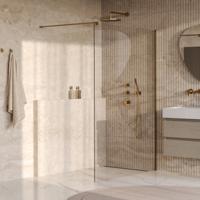 BRAUER Oblivion Inloopdouche - 140x200cm - glascoating - helder glas - geborsteld goud PVD GS-OBI1H140200GG - thumbnail