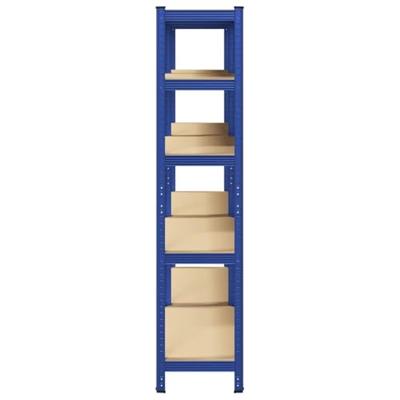 Opbergrekken 2 st 5-laags staal en bewerkt hout blauw