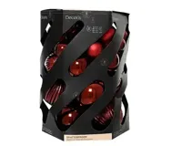 Decoris kerstbalmix plastic d20cm 40st ossenbloed - thumbnail