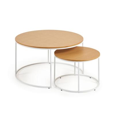 Kave Home Ronde Bijzettafel Yoana Eikenhout, Set van 2 stuks - Wit Kave Home Ronde Bijzettafel Yoana Eikenhout, Set van 2 stuks - Wit