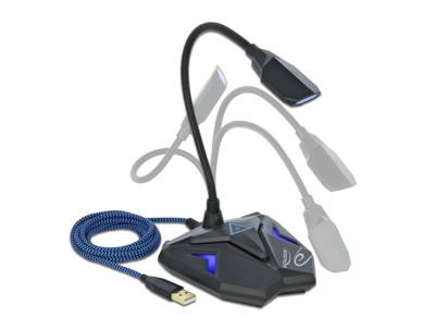 Delock 66330 Zangmicrofoon Dasspeld Zendmethode:USB Incl. kabel USB Zwart, Blauw Delock 66330 Zangmicrofoon Dasspeld Zendmethode:USB Incl. kabel USB Zwart, Blauw