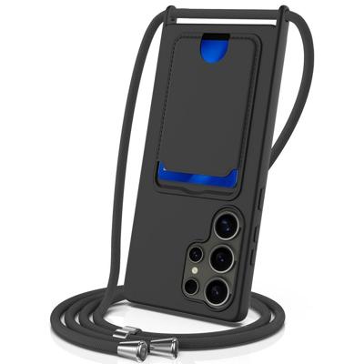 Lunso - Samsung Galaxy S25 Ultra - Telefoonhoes met koord en kaarthouder - Zwart Lunso - Samsung Galaxy S25 Ultra - Telefoonhoes met koord en kaarthouder - Zwart