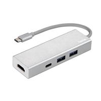 Hama USB 3.1 Type-C Hub, 3-voudig, met HDMI-poort (2x USB-A, 1x USB-C, 5 Gbit/s Super-Speed, 4K Ultra HD, voor PC/Mac/Laptop/Tablet m. USB-C/Thunderbolt 3, aluminium) externe USB-verdeler, - thumbnail