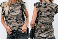 T-shirt met panterprint en ruffles in de sale - thumbnail