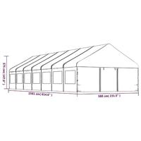 Prieel met dak 15,61x5,88x3,75 m polyetheen wit - thumbnail