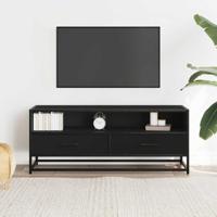 Tv-meubel 100x34,5x40 cm bewerkt hout en metaal zwart - thumbnail