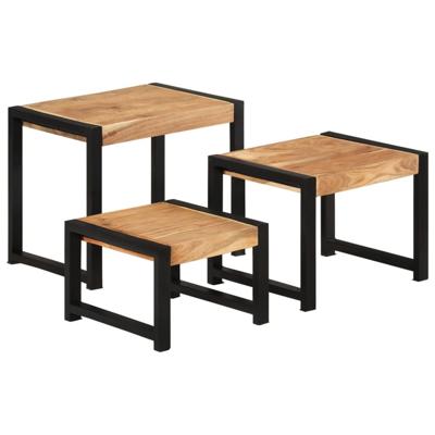 Tafeltjesset 3 st massief hout
