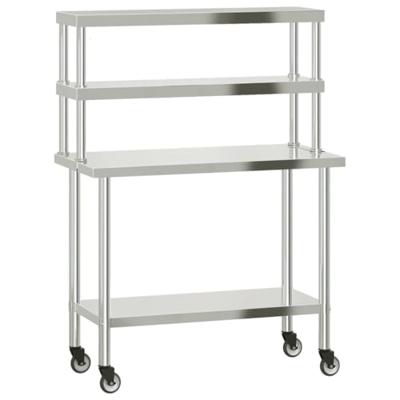 VidaXL Keukenwerktafel met bovenschap 110x55x150 cm roestvrij staal VidaXL Keukenwerktafel met bovenschap 110x55x150 cm roestvrij staal