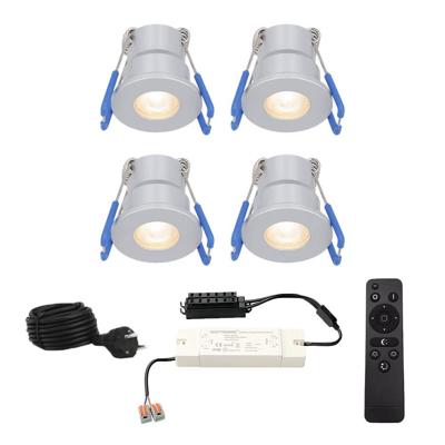 Set van 4 Milano inbouwspots 12V - IP65 waterdicht - 2700K warm wit - 3 Watt 200 lumen - RVS - Verandaverlichting - Dimbaar