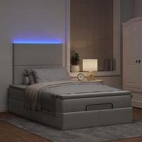 Ottoman bed met matras en LED's 120x190 cm stof taupe - thumbnail