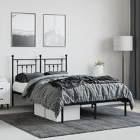 Bedframe met hoofdbord metaal zwart 135x190 cm - thumbnail
