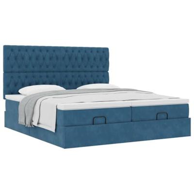 Ottoman bed met matrassen 160x200cm fluweel donkerblauw