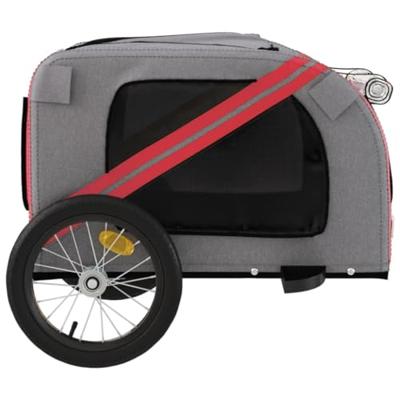 VidaXL Hondenfietstrailer oxford stof en ijzer rood en grijs