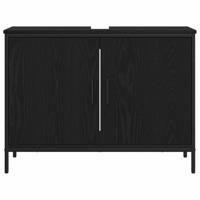 Badkamermeubelset 3 pcs Zwart 80 x 30 x 44 cm Bewerkt hout - thumbnail