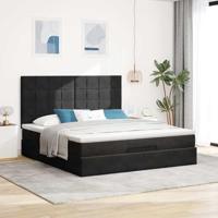 Ottoman bed met matrassen en LED's 180x200cm fluweel zwart - thumbnail