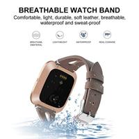 Fitbit Versa 1 / 2 & Lite bandje TPU leer - Kastanje Bruin - thumbnail