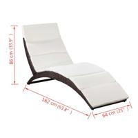 Ligbed met kussen inklapbaar poly rattan bruin - thumbnail