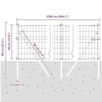 VidaXL Hek met paal zilver 0,4 x 25 m staal en pvc - thumbnail