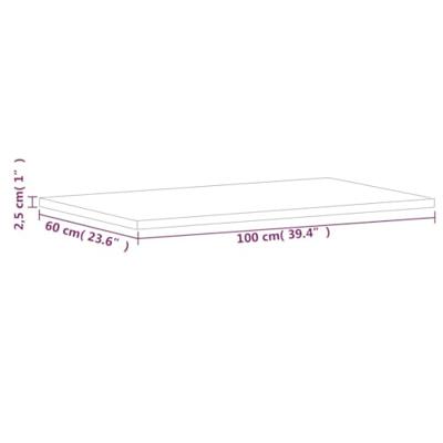 Tafelblad rechthoekig 100x60x2,5 cm massief beukenhout