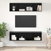 Tv-meubelset 4 pcs Zwart Eiken 37 x 37 x 72 cm Bewerkt hout - thumbnail