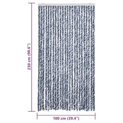 VidaXL Vliegengordijn 100x230 cm chenille blauw en wit VidaXL Vliegengordijn 100x230 cm chenille blauw en wit