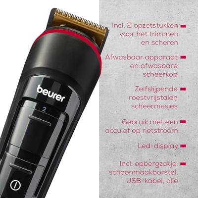 Beurer MN4X Barttrimmer Baardtrimmer Afspoelbaar, Met koffer Meerdere kleuren