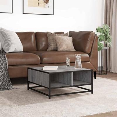 Salontafel 60,5x60,5x30 cm bewerkt hout en metaal grijs sonoma