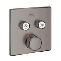 Grohe Inbouwkraan Grohtherm Smart Control Thermostaatkraan met 3-weg Omstelling Vierkant 3 Knop Hard Graphite Geborsteld - thumbnail