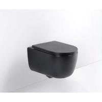QeramiQ Dely Swirl Wandclosetset - 36.5x53.0cm - diepspoel - rimless - slim softclose zitting - mat zwart SW1026258/SW1000768 - thumbnail