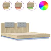 Bedframe met hoofdbord en LED sonoma eikenkleurig 160x200 cm - thumbnail