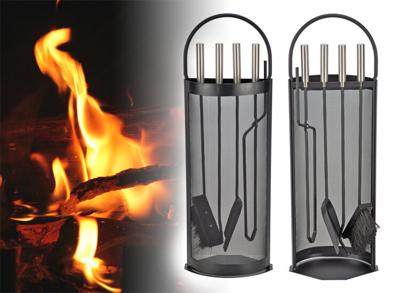 HI 5-delige haardgereedschapsset 23x14,8x66 cm zwart