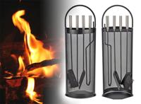 HI 5-delige haardgereedschapsset 23x14,8x66 cm zwart - thumbnail