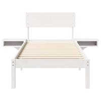 Bedframe met nachttafels Wit 75 x 190 cm Massief grenenhout - thumbnail