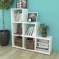 VidaXL Boekenkast/presentatiemeubel trapvormig 107 cm wit - thumbnail
