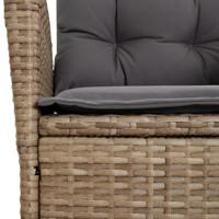 5-delige Tuinset met kussens poly rattan beige - thumbnail