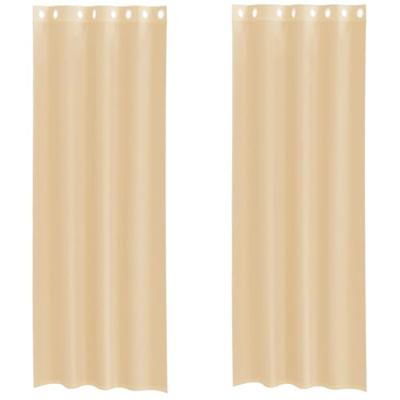 Gordijnen Voile met doorvoertules 2 st zand