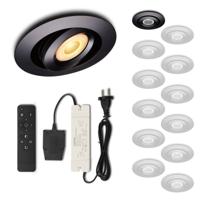 Set LED-inbouwspot met afstandsbediening Piccolo zwart 3W dimbaar IP44 1-12 stuks - thumbnail