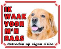 Hovawart Waakbord Blond - Ik waak voor mijn Baas - thumbnail