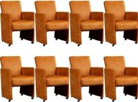 Set van 8 Cognac leren moderne eetkamerfauteuils Elegant - Kenia Leer Cognac (cognac leer) - thumbnail