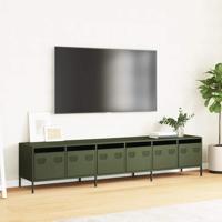 Tv-meubel 202x39x43,5 cm koudgewalst staal olijfgroen - thumbnail