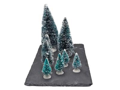 Mini everlands kunstkerstboompjes set van 8