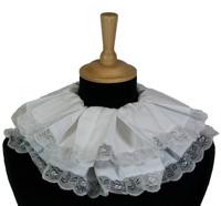 Piet kraag geplooid met kant wit - thumbnail