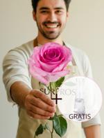 Enkele roze roos inclusief vaasje - Revival - thumbnail