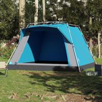 Kampeertent 4-persoons snelontgrendeling blauw - thumbnail