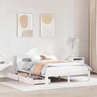 Bedframe met lades massief grenenhout wit 120x190 cm - thumbnail