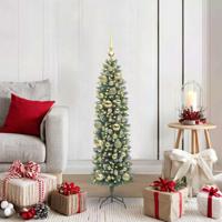 VidaXL Kunstmatige slanke kerstboom met 150 led groen en wit 120 cm - thumbnail