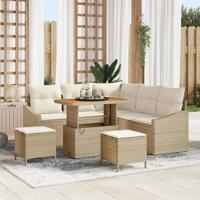 Tuinbankenset met kussen 8 pcs Beige poly rattan - thumbnail