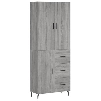 Hoge kast 69,5x34x180 cm bewerkt hout grijs sonoma eikenkleurig