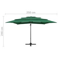 Parasol 4-laags met aluminium paal 250x250 cm groen - thumbnail